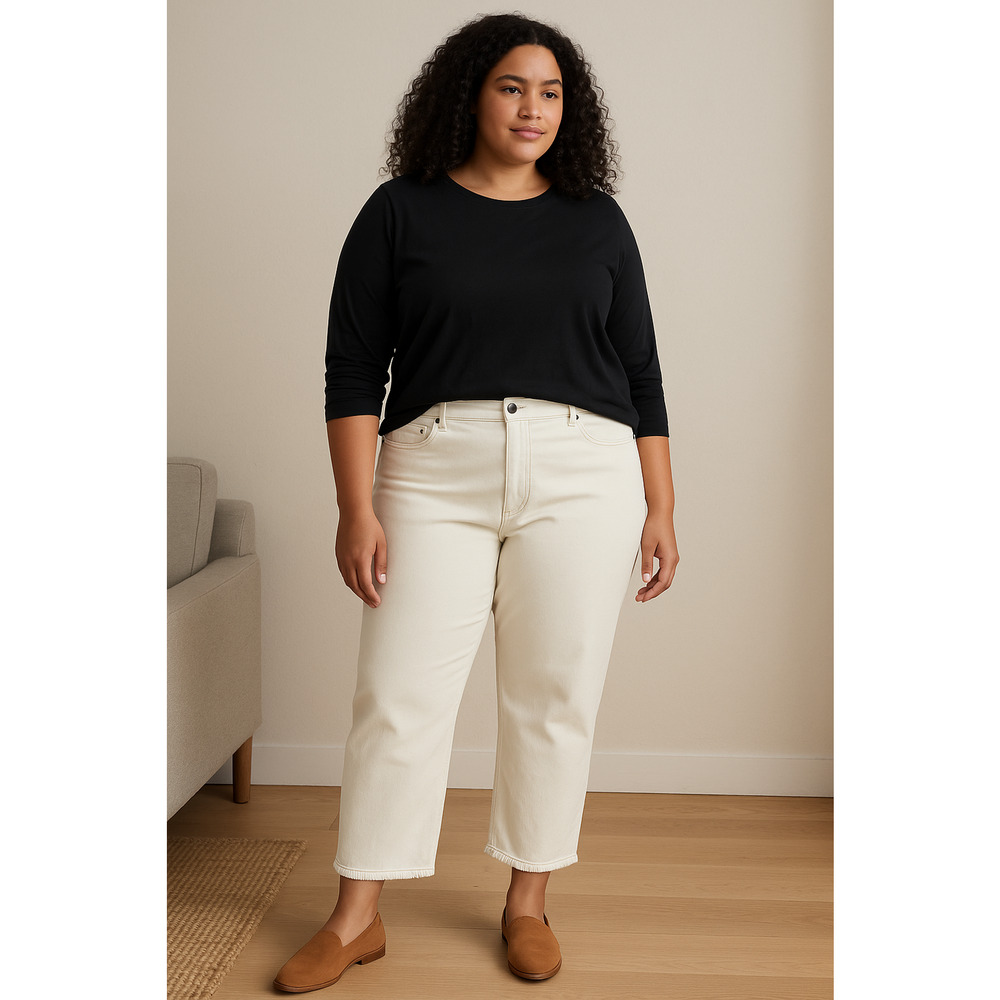 Eileen Fisher Unnat Cropped Jeans Womens 20W White Organic Cotton Old Money